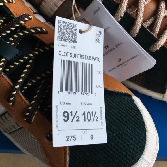 CLOT x adidas Superstar "Patchwork - Worn Sand" JR6490 Sz 9.5 - Picture 7 of 10